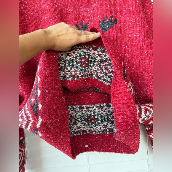 Vintage True Grit Alpine Moose Sweater Fair Isle Christmas Red XL Phoebe Buffay - Picture 12 of 13